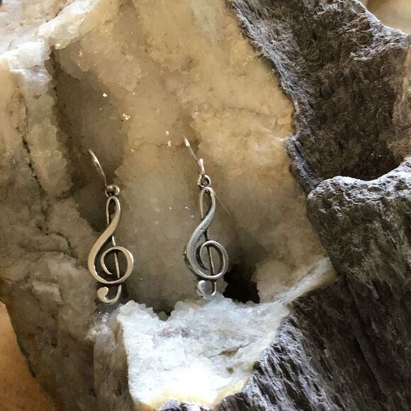 Earrings, Silver Music Earrings, NEW, Handmade, Artisan - Picture 1 of 3